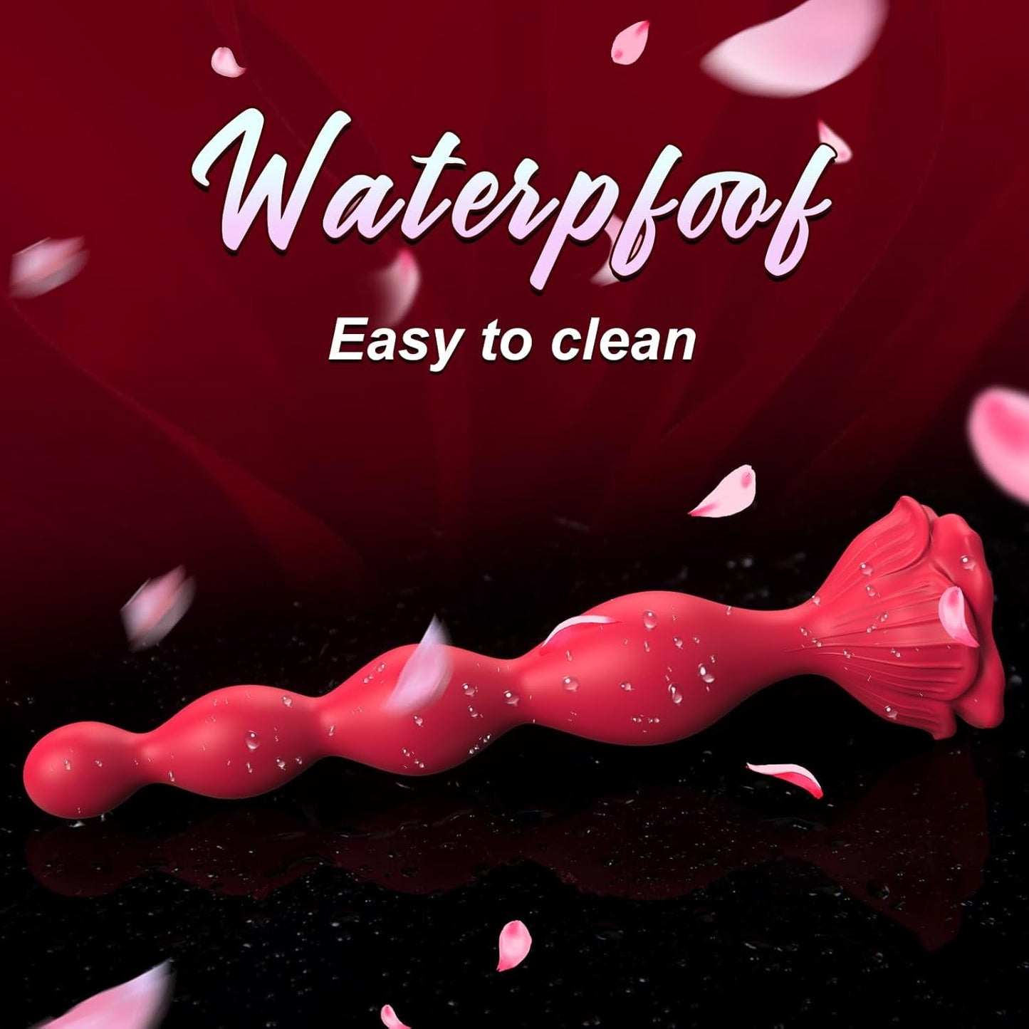 Vibrador de bolas anales CrimsonPetal de 7,8" con 9 modos
