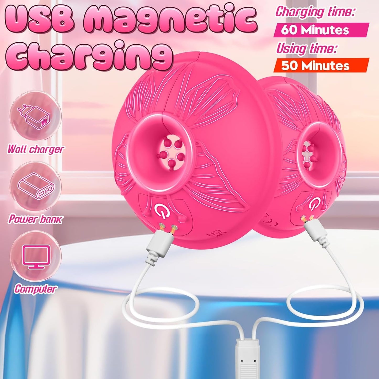 Anillos vibradores de pezón OrbitSyncX con control de aplicación y 9 modos