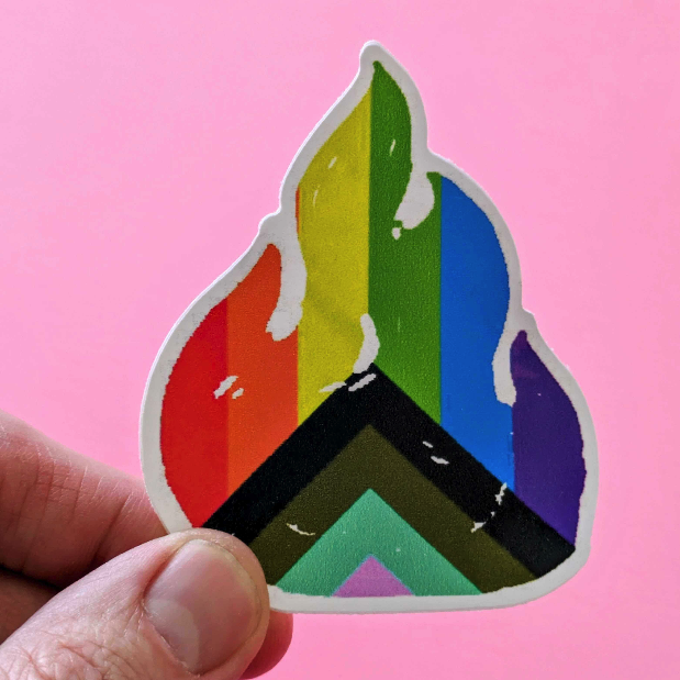 Flamme de la fierté progressiste (autocollant découpé)