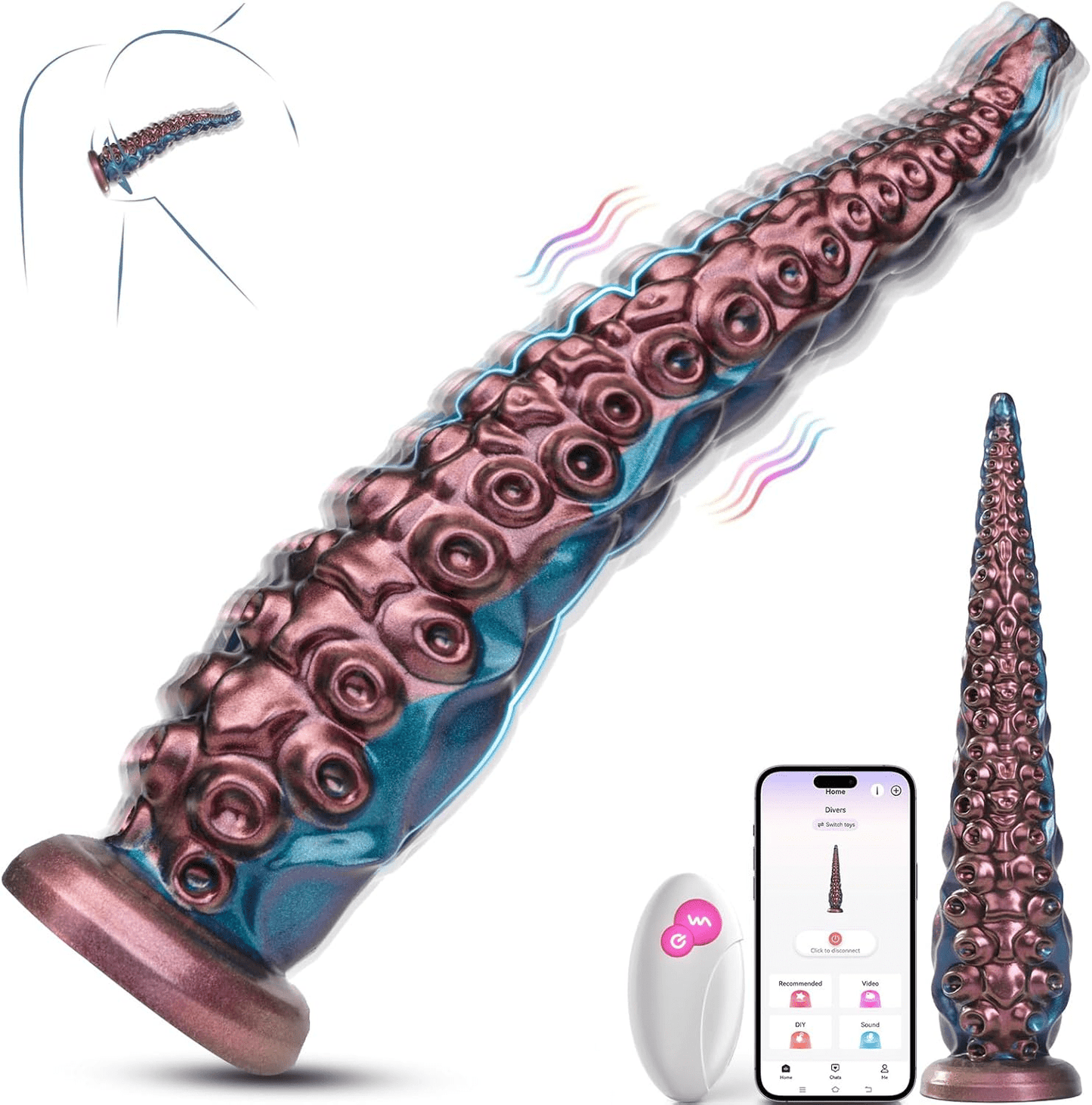 Vibrador dildo con tentáculos KrakenyX AI con 10 modos y control por aplicación