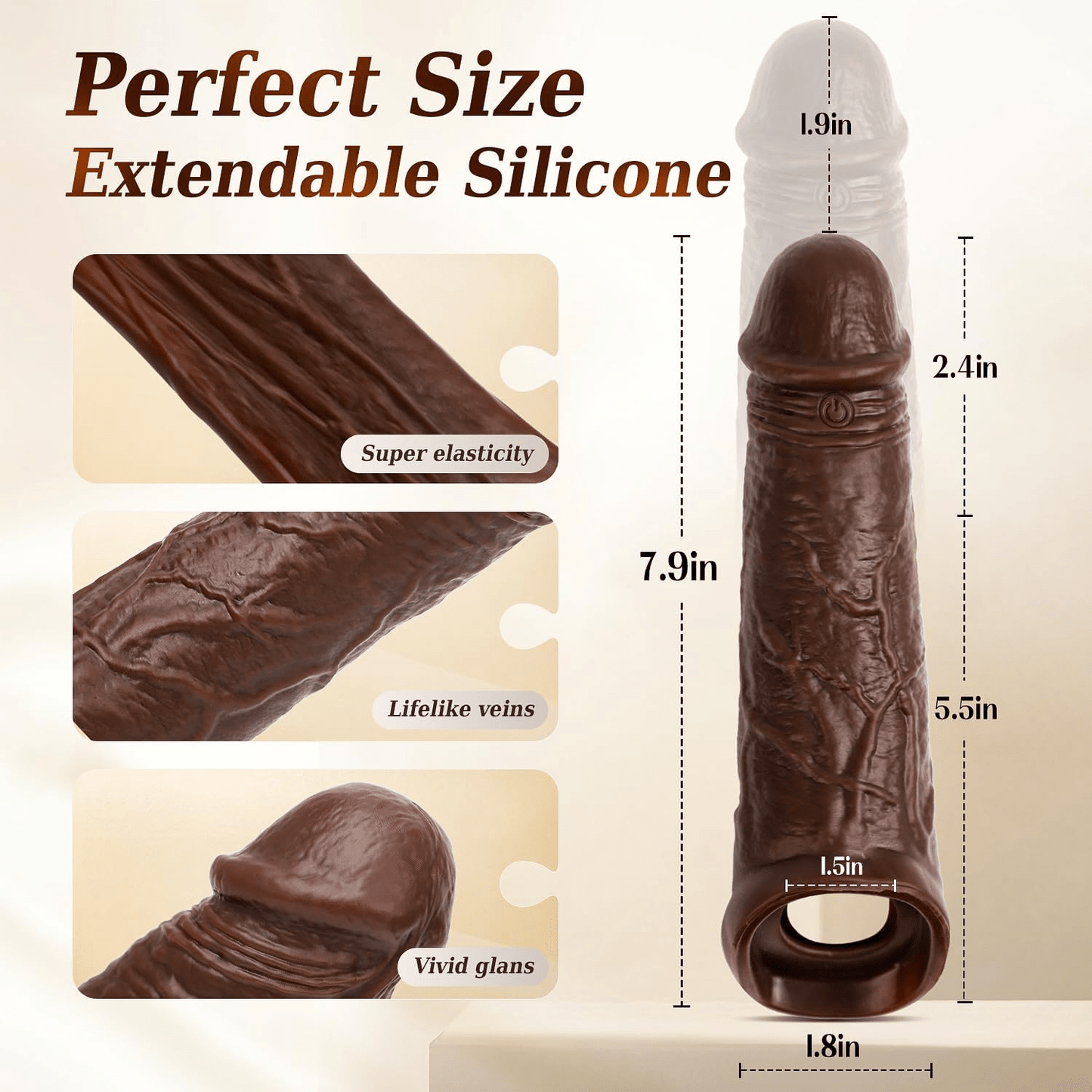 Anillo vibrador con funda para pene CoreSync App Control 5 en 1