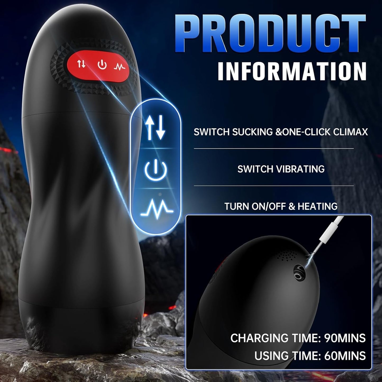 AIVibe AI APP Masturbador Masculino Calentamiento Succión 10 Modos