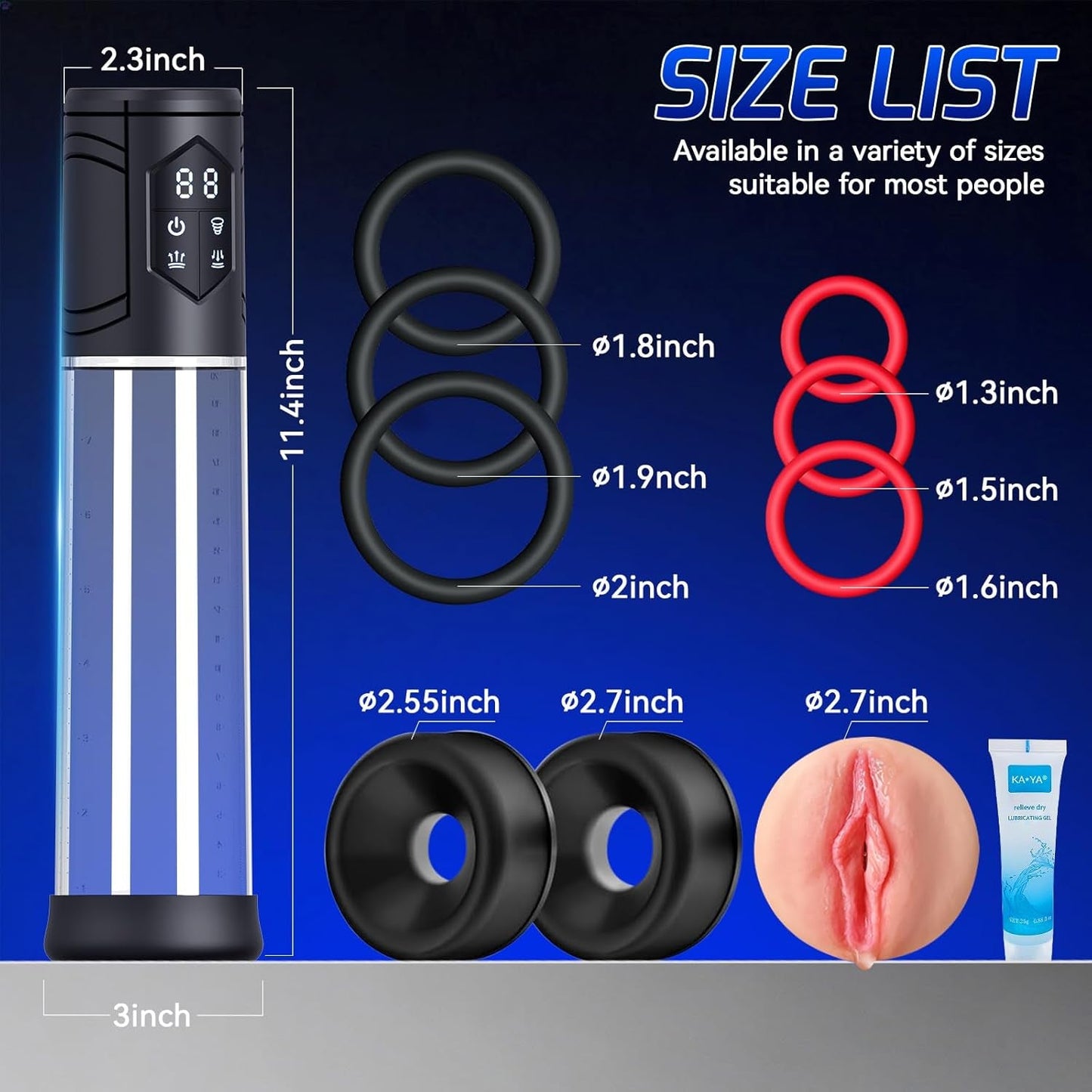 Kit de bomba eléctrica para pene PowerRise 8 modos