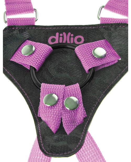 Arnés de tirantes con dildo Diloo de 7" - Rosa