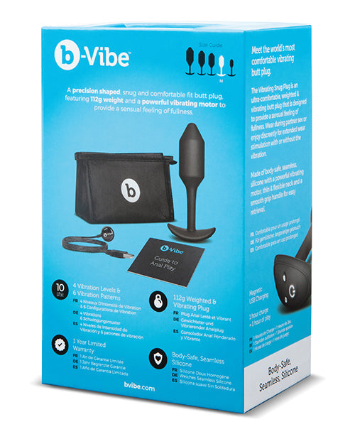 b-Vibe Vibrating Weighted Snug Plug M - Negro