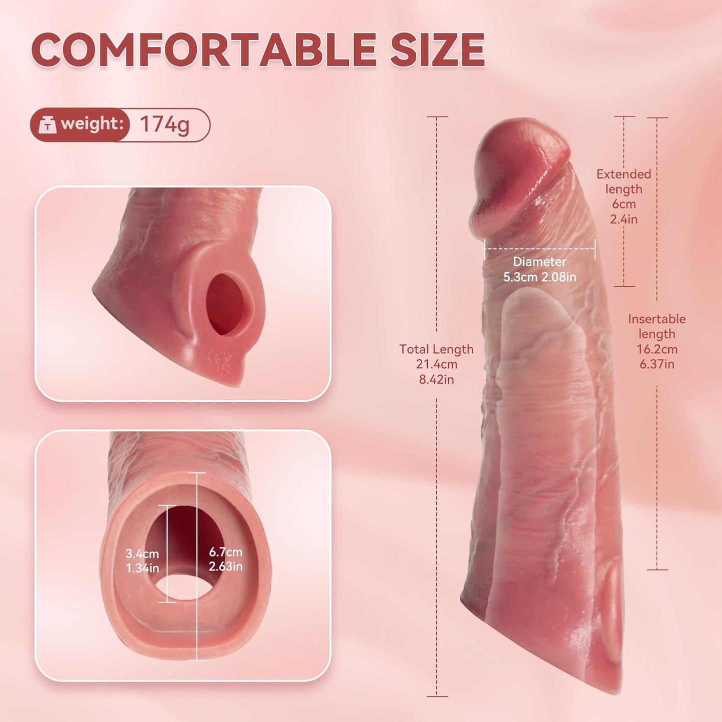 Funda vibratoria para pene VenoPulse 10 modos, aumentador de grosor