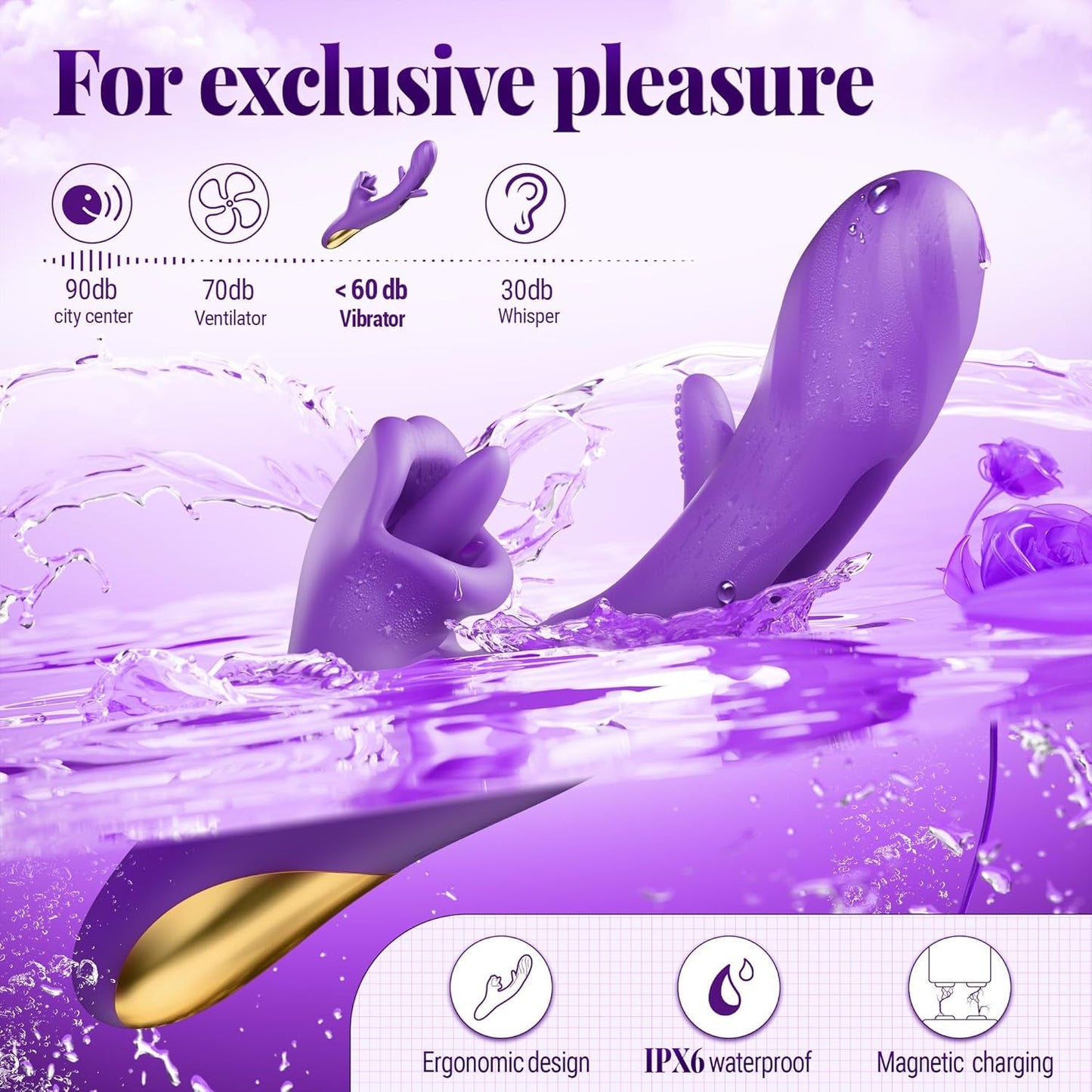 Vibrador ElyraPulse 3 en 1 para punto G y empuje lingual de rosa