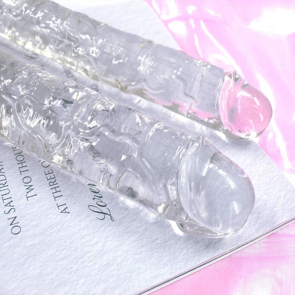 ClearMorph Dildo de doble extremo transparente flexible de 13 pulgadas