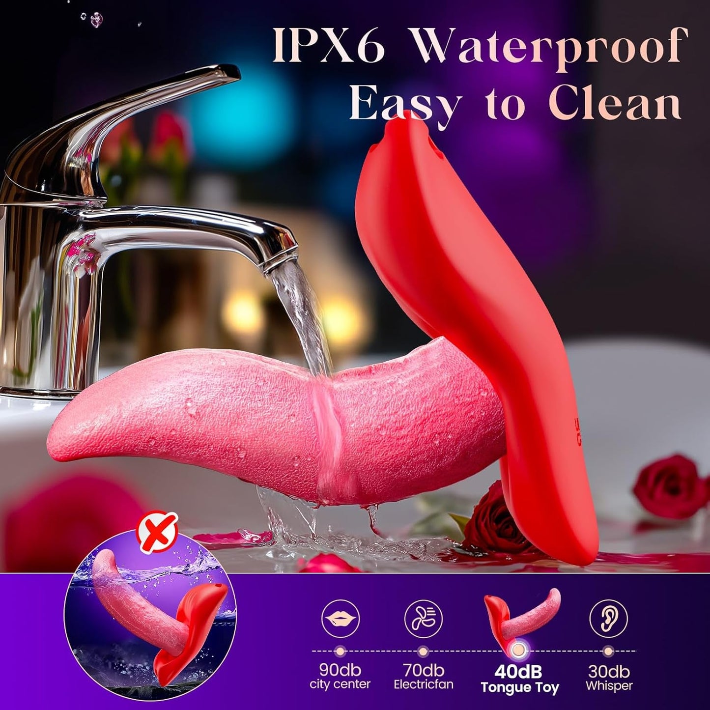 Vibromasseur Lingual Portable LushTongue Contrôlé par Application 9 Modes