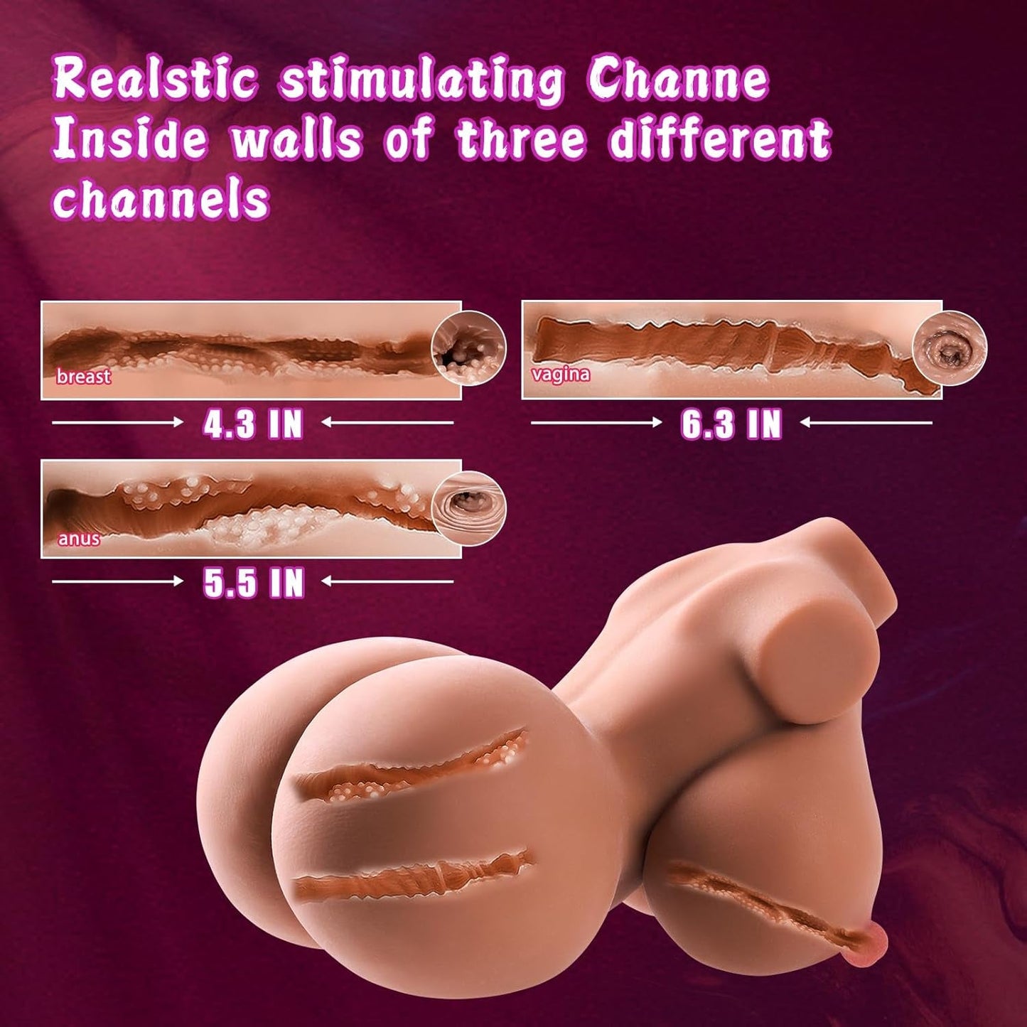 Luvexa 7.5lb 4 en 1 Muñeca sexual Torso Marrón claro