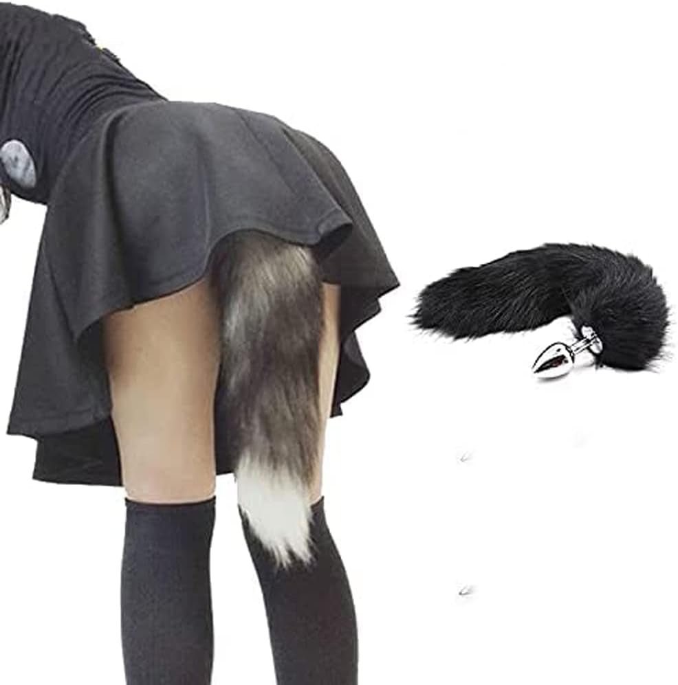 Tapón anal de acero ObsidianTail Black Fox Tail 18"