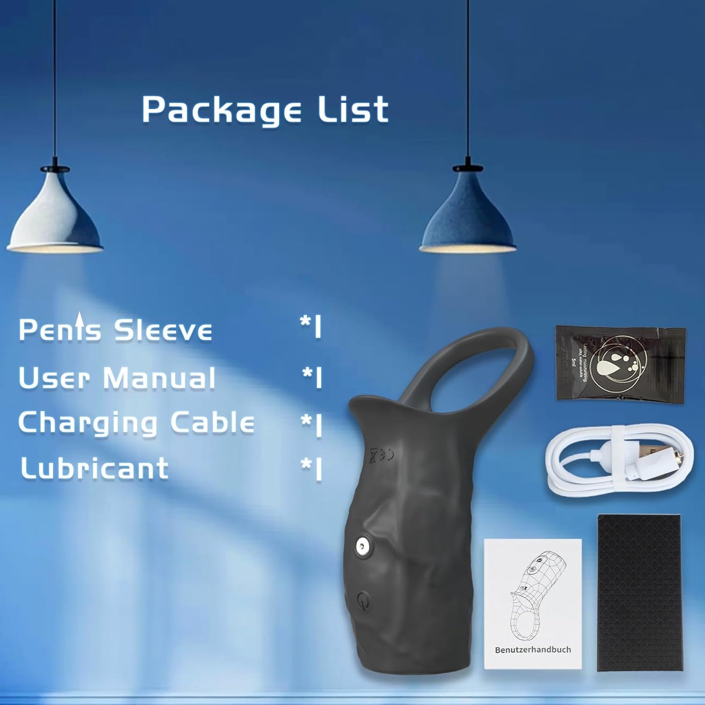 Manga extensora para pene SirenStim 360° con vibración y anillo para testículos
