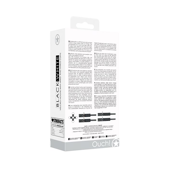 Menottes noires et blanches velcro pour mains et chevilles - Noir