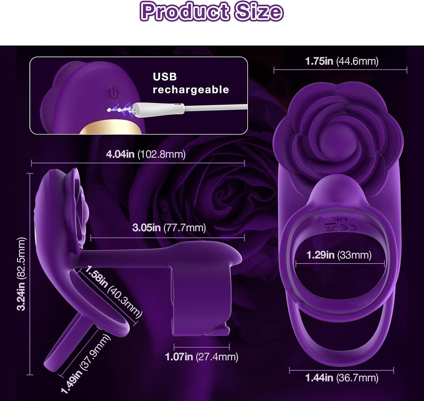 Anillo de pene vibratorio para parejas Pulse Rose Intimacy