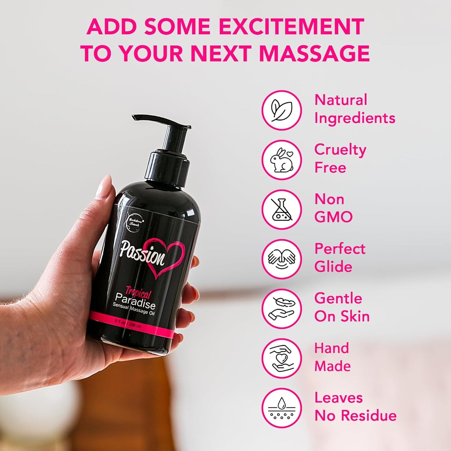 Aceite de masaje Natural Passion para parejas | Aromaterapia tropical, totalmente natural
