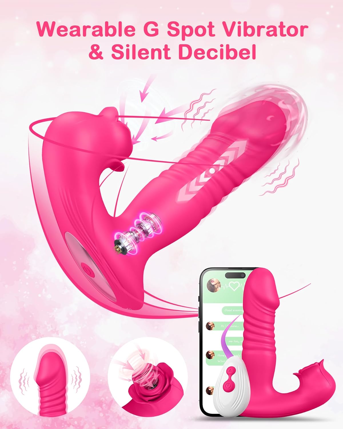TenderPulse Rose Sucking Thrusting Dildo Vibrator