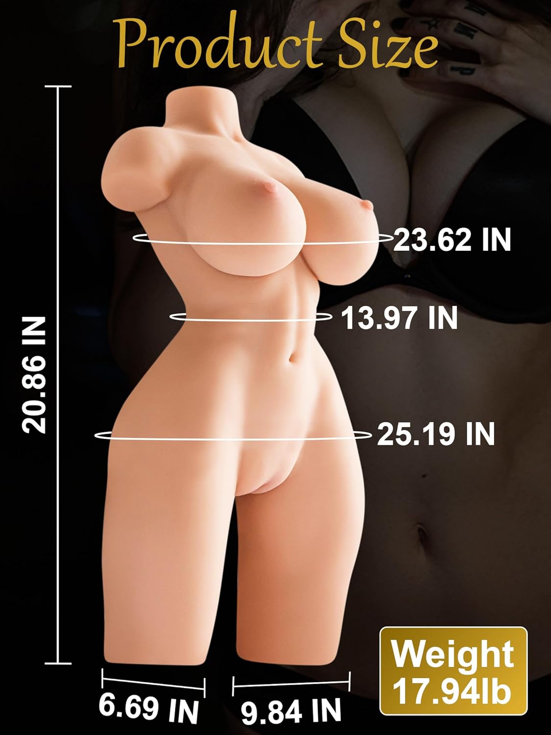 LustDiva 3-in-1 Realistic Sex Doll Torso with Vaginal, Anal & Breast Play