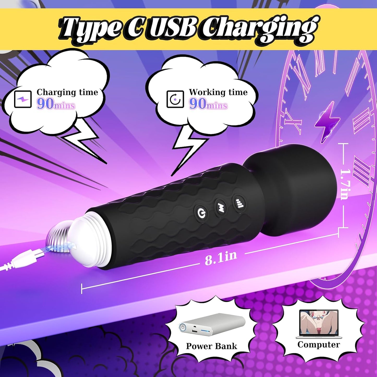 SurgeWand Powerful Wand Vibrator for Women – Flexible Head