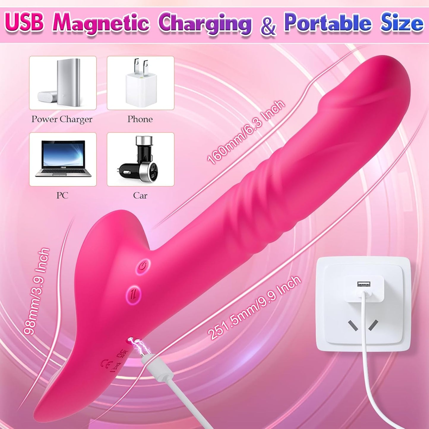 MysticRush Strap-On Thrusting & Vibrating Dildo