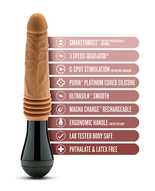Dr. Arthur Consolador Vibrador Giratorio Penetrante de 10.5" - Marrón claro