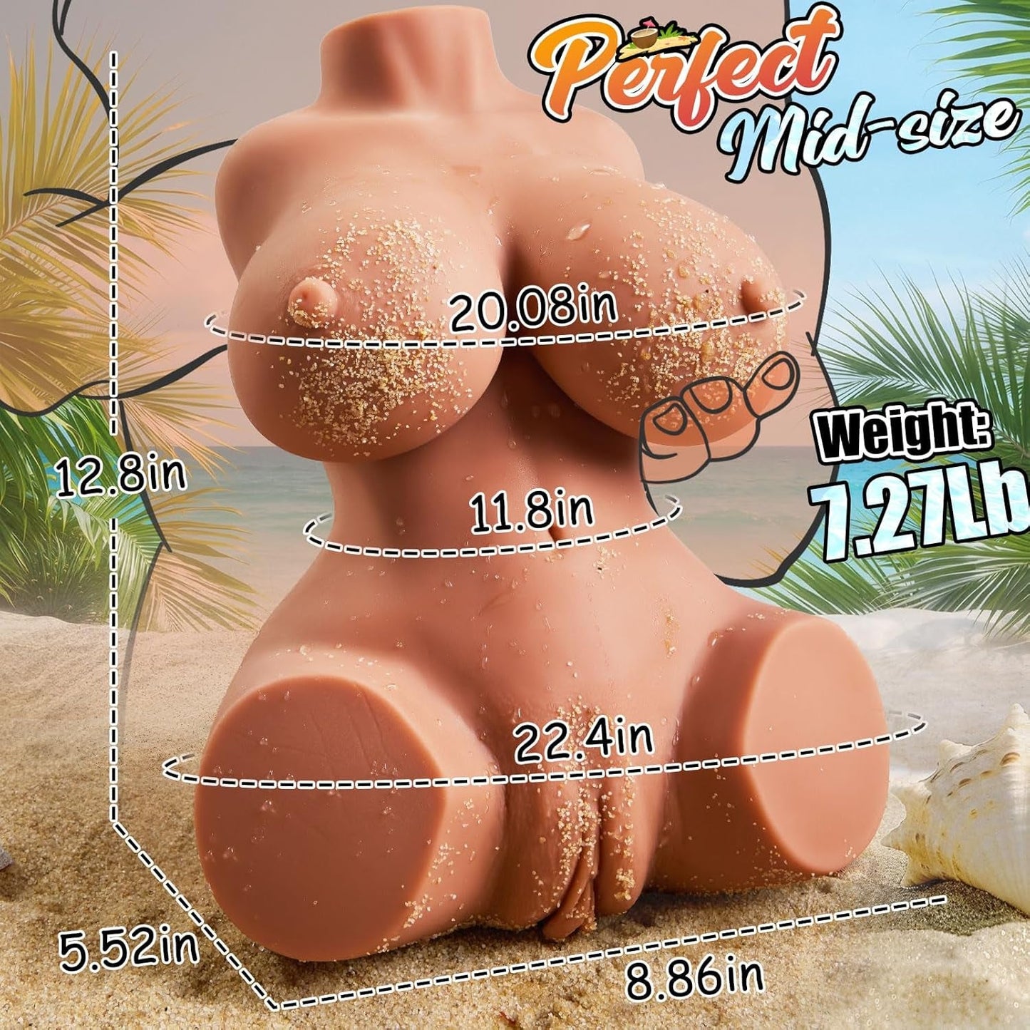 Torso de muñeca sexual BronzeMuse marrón, doble canal, 7.2LB