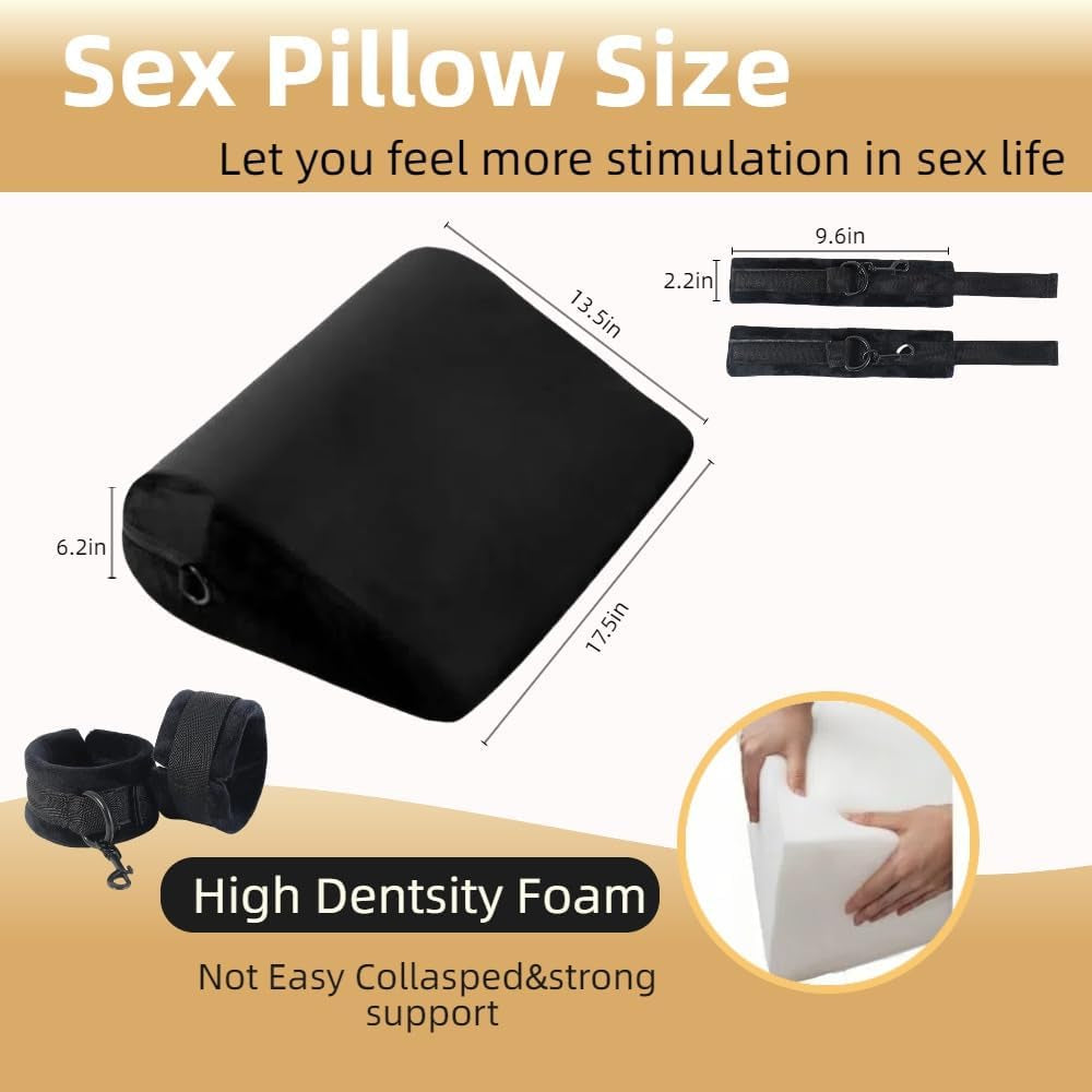 Almohada de cuña de espuma negra NoirBond con esposas