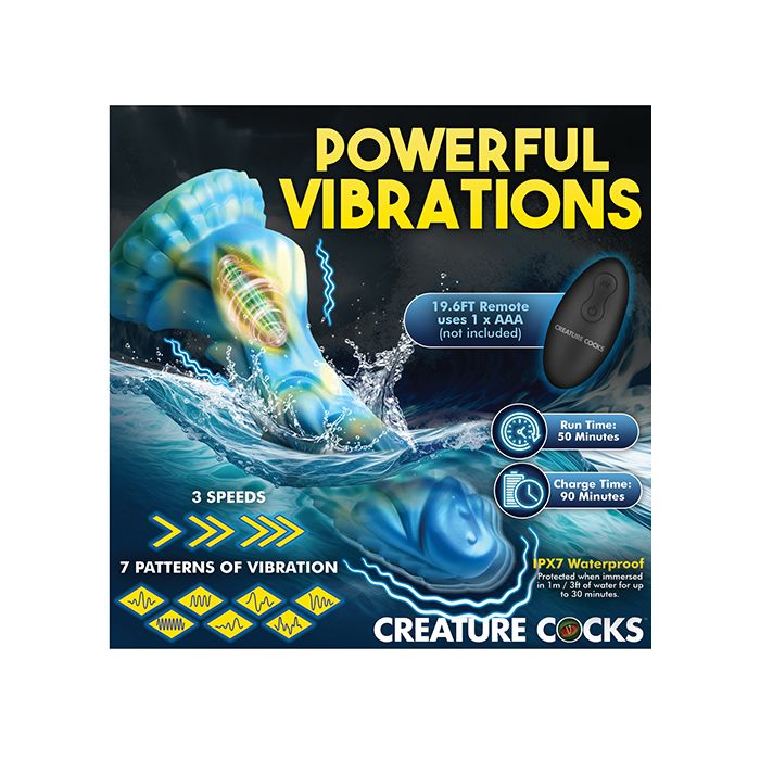 Gode Pénis Vibrants Étalon des Mers – Bleu/Jaune
