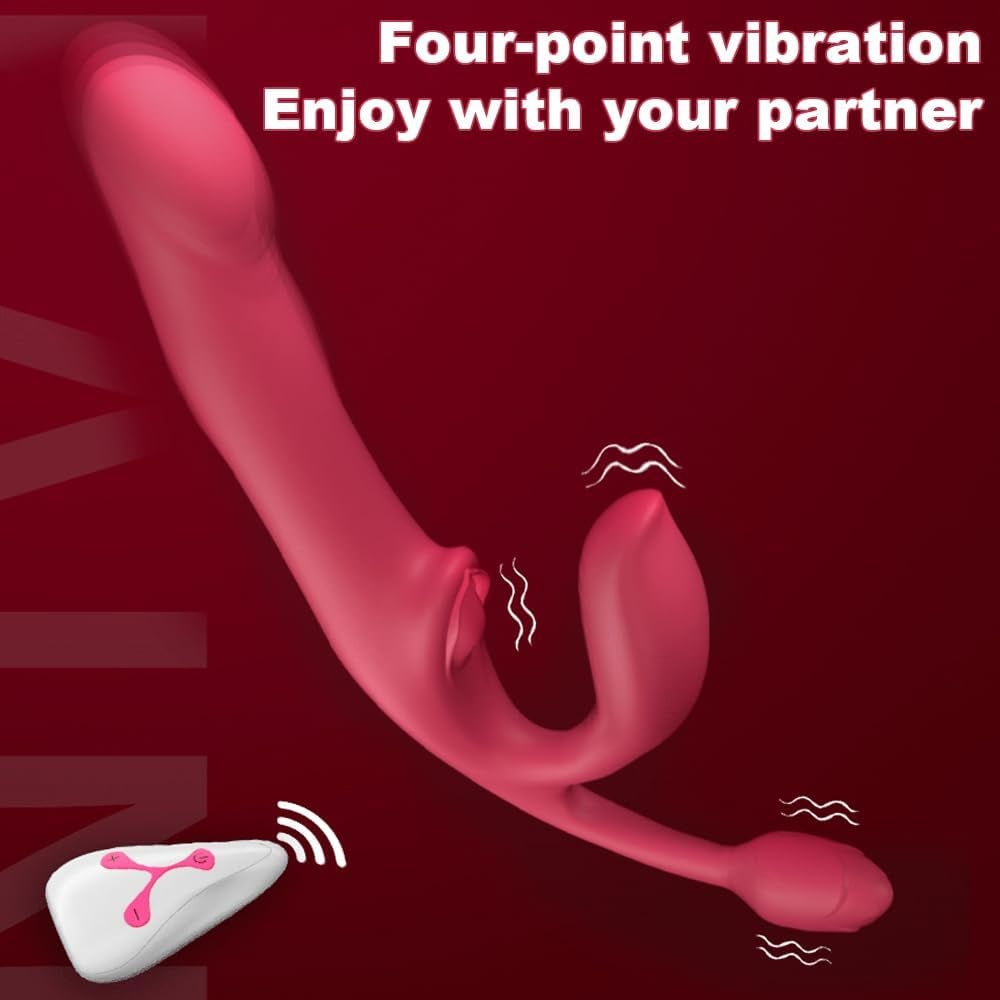 Vibrador de arnés sin tirantes de triple cabezal QuadSync