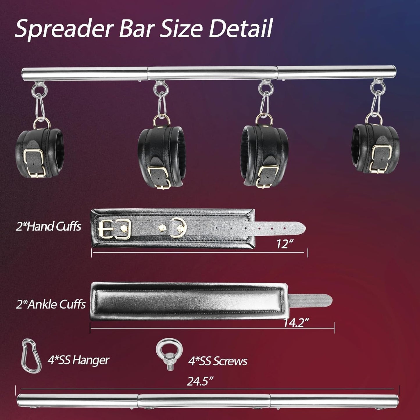Kit BDSM con barra separadora de acero inoxidable SteelEase
