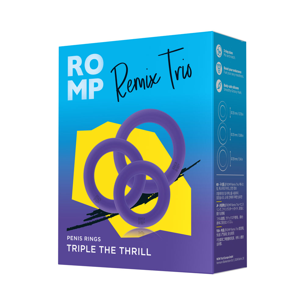 ROMP Remix Trio Anillo para pene, juego de 3 - Morado