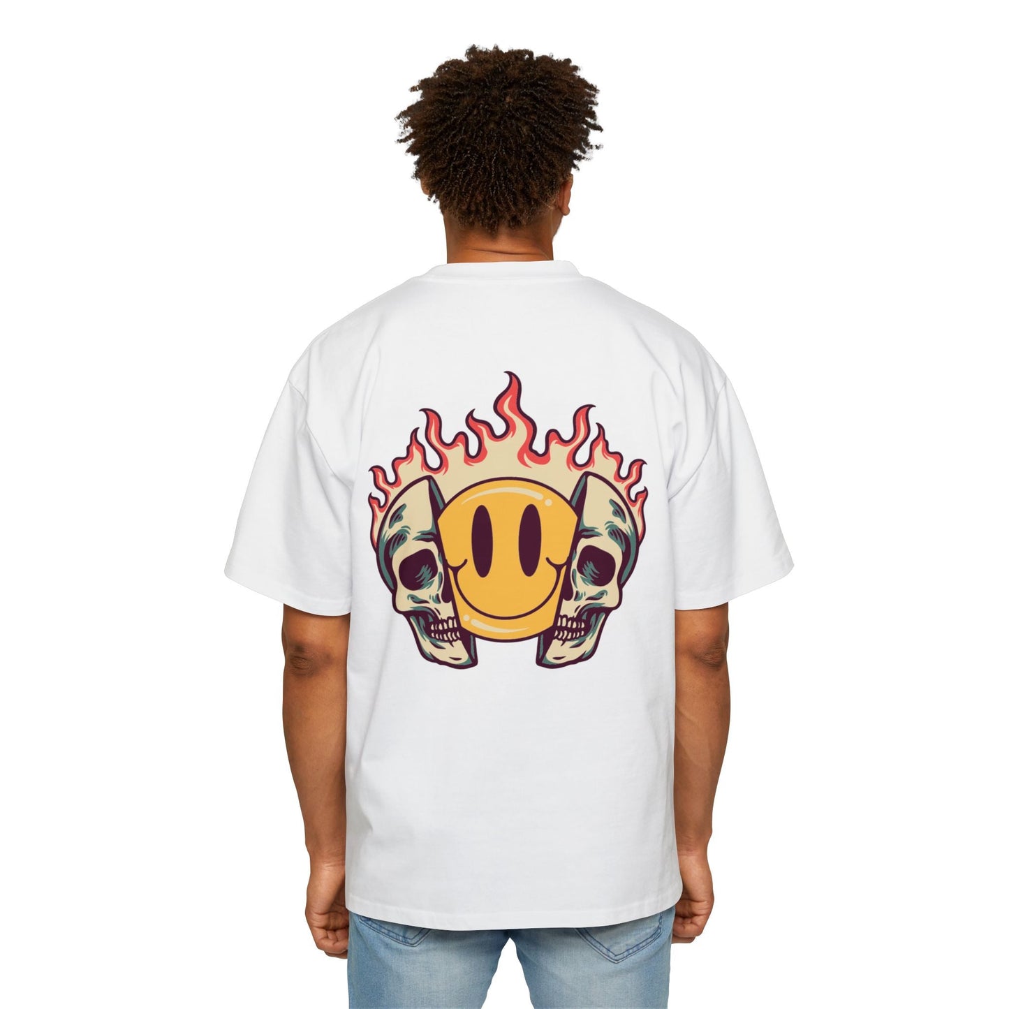 Camiseta Oversize para Hombre EA con Emoji de Fuego