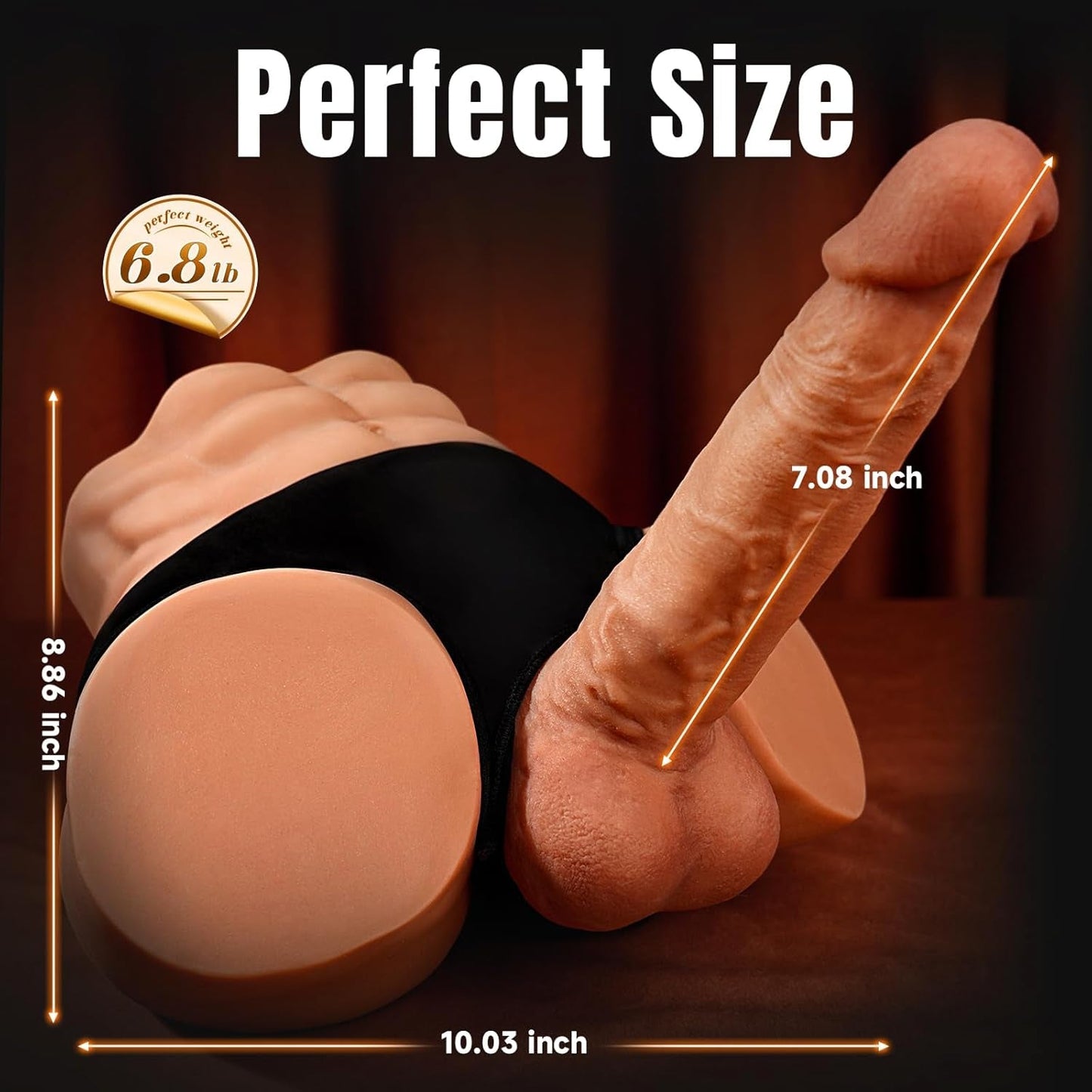 Torso de muñeco sexual masculino ApexShift con dildo de 7 pulgadas y 6.8 libras