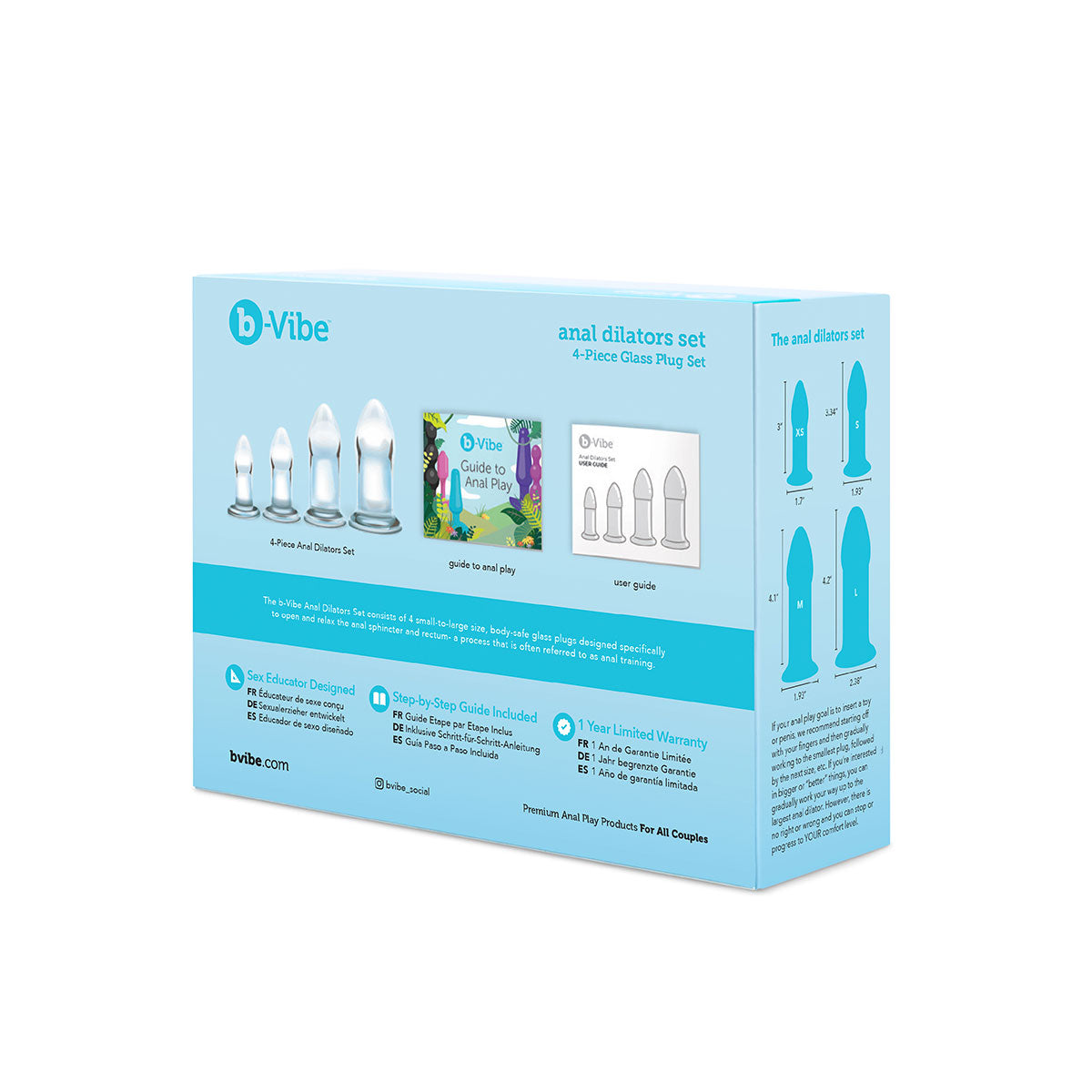 Juego de dilatadores anales de cristal b-Vibe