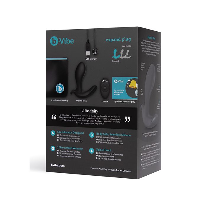 b-Vibe Expand Vibrating Plug - Negro