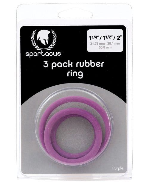 Juego de Anillos para Pene de Goma Spartacus - Pack de 3 Morados