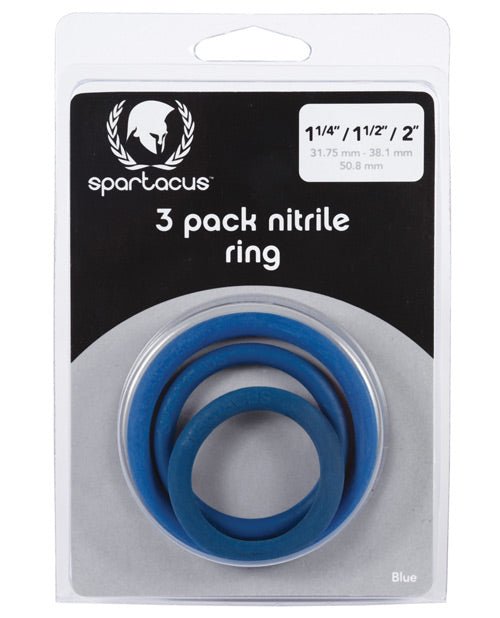 Juego de anillos para pene de nitrilo Spartacus - Azul Paquete de 3