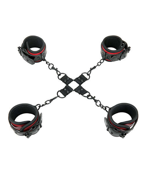 WhipSmart Heartbreaker Deluxe Hogtie - Negro/Rojo