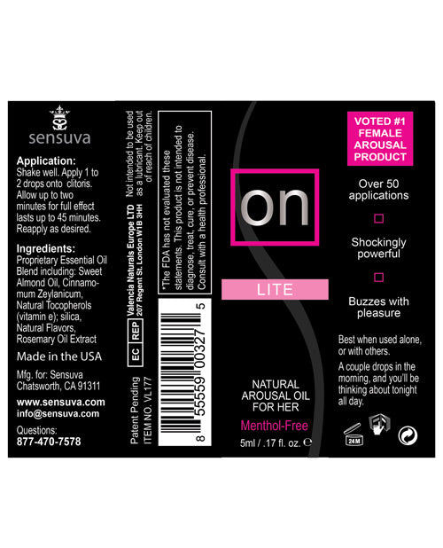 ON Natural Arousal Oil For Her - Huile d'éveil naturel pour femme - Format léger 5 ml