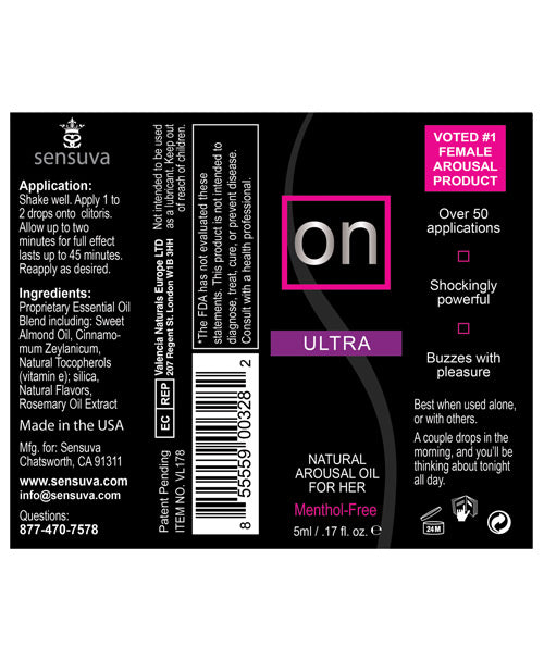 Aceite de excitación natural ON para ella - Frasco ultraconcentrado de 5 ml