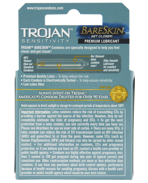 Preservativos Trojan Bareskin - Caja de 3