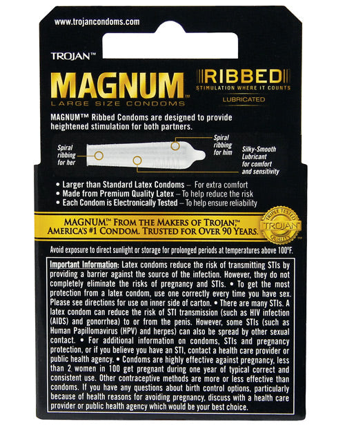 Preservativos acanalados Trojan Magnum - Caja de 3