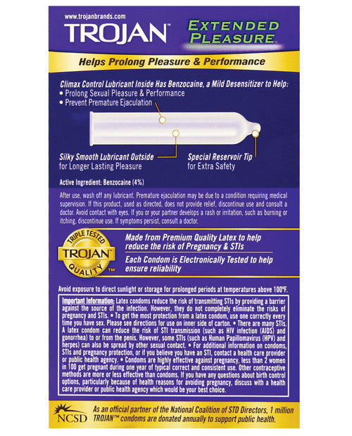 Preservativos Trojan Placer Prolongado - Caja de 12