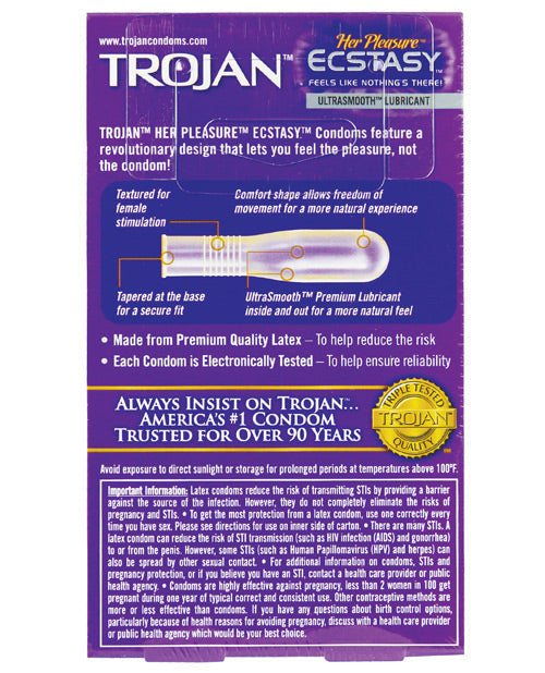 Preservativos Trojan Her Pleasure Ecstasy - Caja de 10 unidades