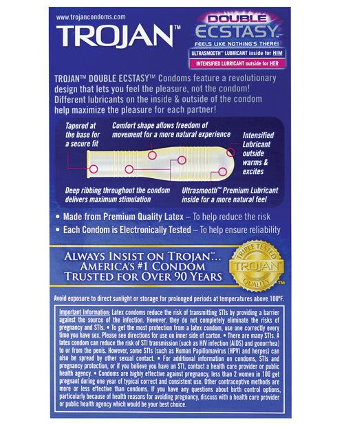 Préservatifs Trojan Double Plaisir - Boîte de 10