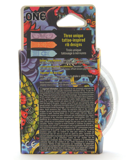 Préservatifs One Tattoo Touch - Paquet de 3
