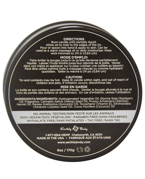 Vela de cáñamo Suntouched de Earthly Body - Lata redonda de 6 oz High Tide