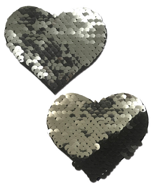 Pastease Cœur à sequins réversibles à couleur changeante Premium - Ardoise/Noir Taille unique
