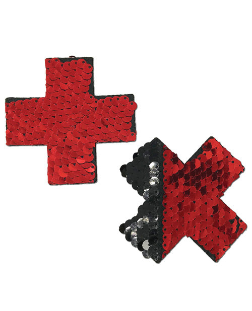 Pastease Premium Color Changing Flip Sequins Cross - Rouge/Noir Taille unique