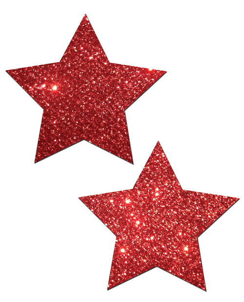 Cache-tétons étoiles à paillettes Pastease Premium - Rouge T/U
