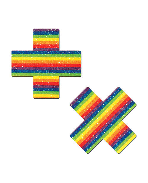 Cache-tétons pailletés Pastease Premium Glitter Plus - Arc-en-ciel Taille Unique